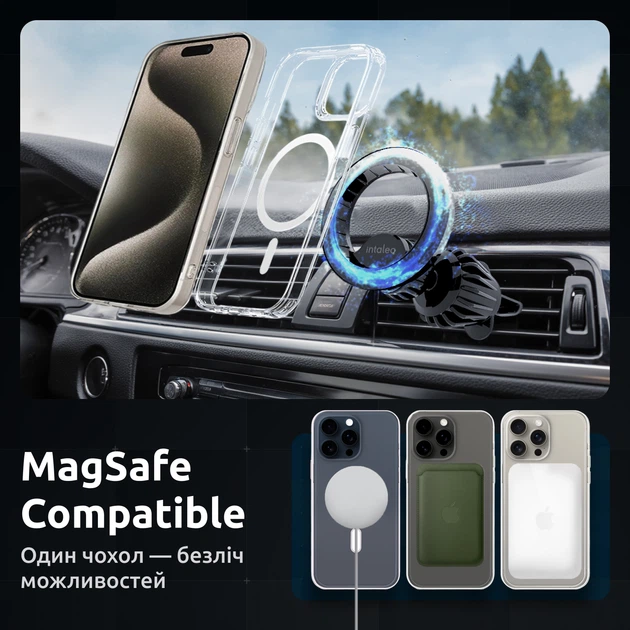 Чохол для смартфона Intaleo Clear MagSafe для Apple iPhone 15 Pro Max Transparent (1283126577611) - Фото 6 Чохол для смартфона Intaleo Clear MagSafe для Apple iPhone 15 Pro Max Transparent (1283126577611) - зображення 6