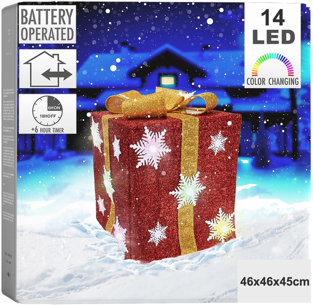 Lampka ogrodowa Vilde 839404 prezent świecący 14 LED 46 cm Czerwony (8720573361781) - obraz 1