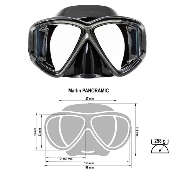 Маска для дайвинга Marlin Panoramic Black - изображение 6