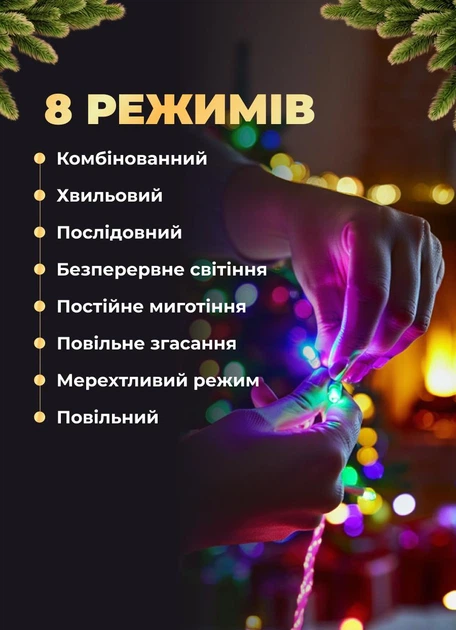 Гирлянда нить светодиодная GarlandoPro W300LEDY 300LED 16м 8 режимов Мульти - изображение 5