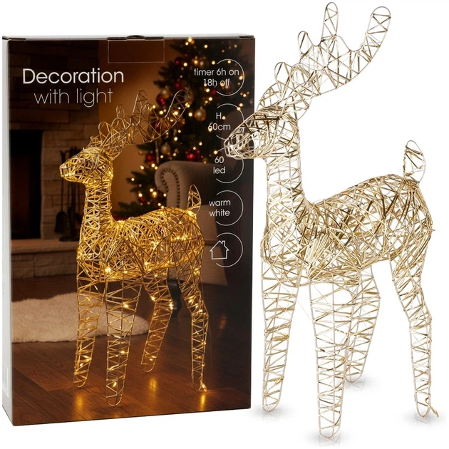 Сяюча фігурка Home Styling Collection 839521 Олень 60 LED 60 см Золотий (8721037681056) - зображення 2