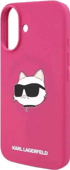 Etui plecki Karl Lagerfeld Choupette Head na Apple iPhone 16 z MagSafe Fuksja (3666339319724) - obraz 1