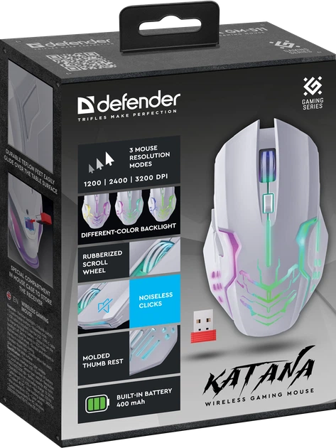 Мышь Defender Katana GM-511 LED Wireless White (4745090826425) - Фото 8 Мышь Defender Katana GM-511 LED Wireless White (4745090826425) - изображение 8