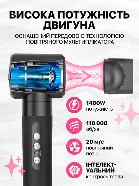 Стайлер фен щетка мультистайлер для укладки волос завивки выпрямления многофункциональный профессиональный прибор с насадками 6 в 1 1200 вт датчиками контроля температуры укладка вдома стайлеры фены для локонов черный - изображение 9
