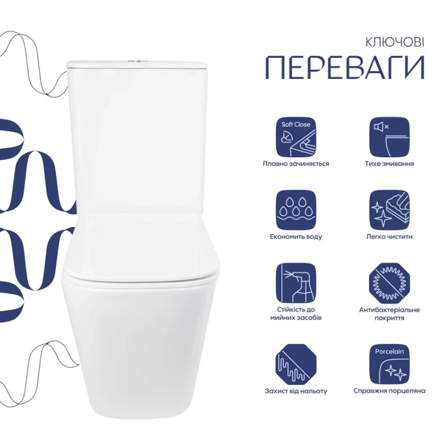 Унитаз напольный Qtap Tern Ultra Quiet с сиденьем Slim Duroplast/ Soft-close/ Quick Release QT17226003AW - изображение 2