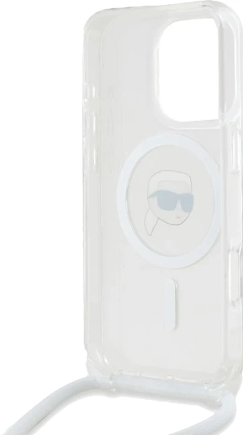 Etui plecki Karl Lagerfeld Karl Head na Apple iPhone 16 Pro Max z MagSafe ze sznurkiem Transparent (3666339320553) - obraz 2