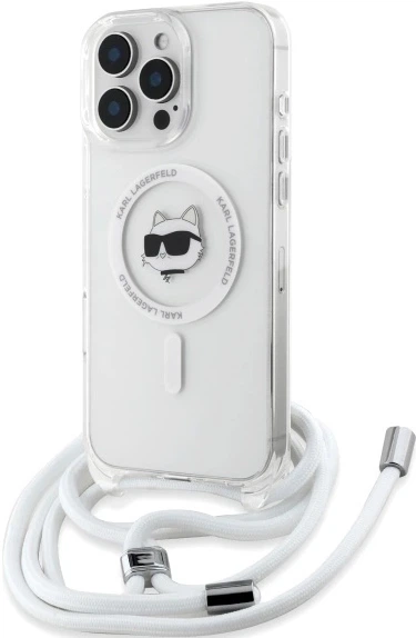 Etui plecki Karl Lagerfeld Choupette Head na Apple iPhone 16 Pro z MagSafe ze sznurkiem Cord Transparent (3666339320584) - obraz 4