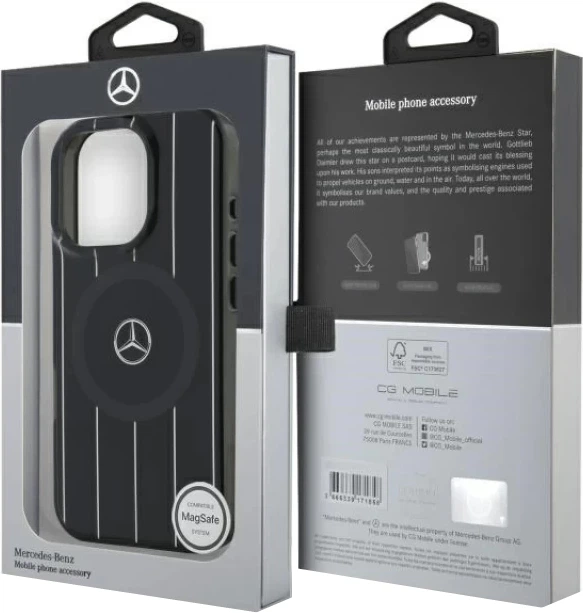 Etui plecki Mercedes Benz Double Layer Crossed Lines na Apple iPhone 16 Pro z MagSafe Czarne (3666339326661) - obraz 8