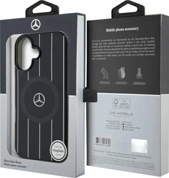 Etui plecki Mercedes Benz Double Layer Crossed Lines na Apple iPhone 16 z MagSafe Czarne (3666339326647) - obraz 8