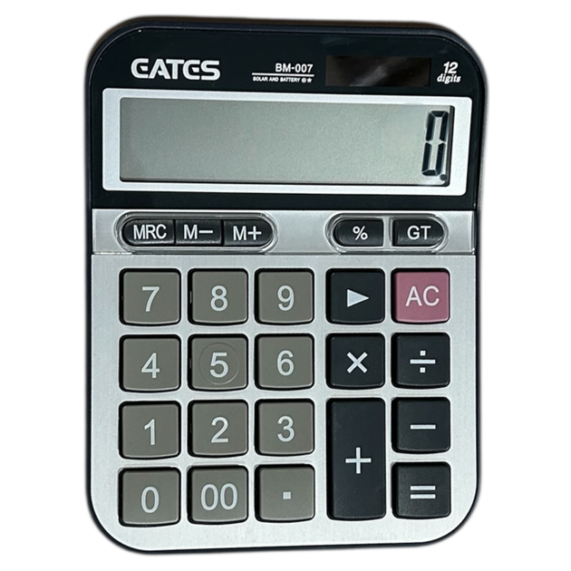 Калькулятор настольный GATES BM-007,12-разрядный большой дисплей черный - Фото 3 Калькулятор настольный GATES BM-007,12-разрядный большой дисплей черный - изображение 3