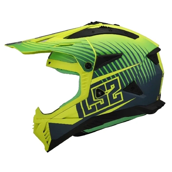 Мотошолом LS2 MX708 Fast 2 Duck Matt Hi-Vis Green Hi-Vis Yellow - M - зображення 2
