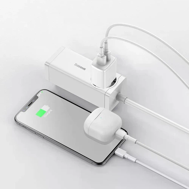 Мережевий зарядний пристрій Baseus Compact Charger 2 USB 10.5W White - Фото 4 Мережевий зарядний пристрій Baseus Compact Charger 2 USB 10.5W White - зображення 4