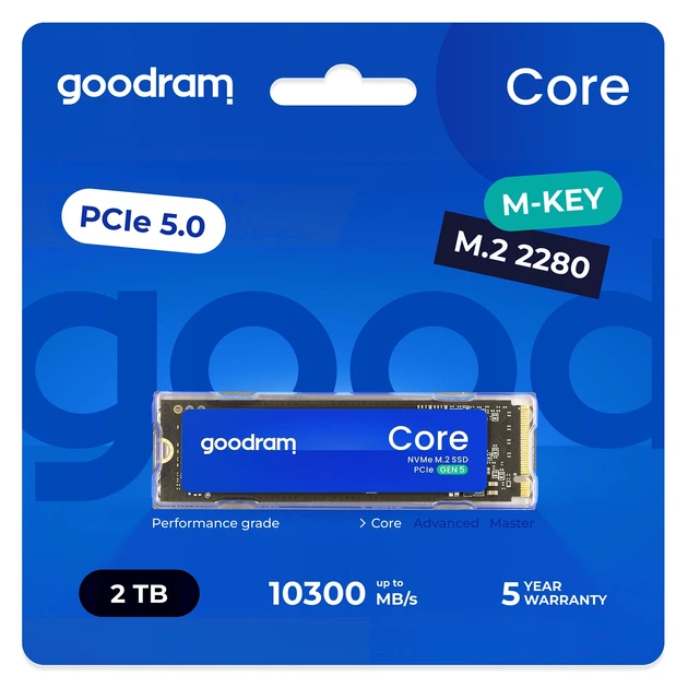 Накопичувач SSD 2TB Goodram Core M.2 2280 PCIe 5.0 x4 NVMe 3D NAND (SSDR-GRC01-2K0-80) - зображення 3