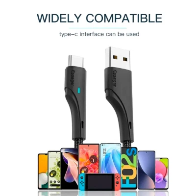 Дата кабель USB 2.0 AM to USB-C 3.0m black Essager (EXCT-LSC01) - изображение 4