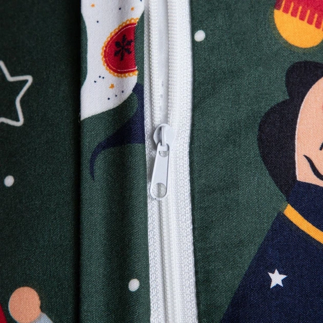 Комплект постільної білизни Homla Aitona Підковдра 200 x 220 см + 2 наволочки на подушки 70 x 80 см зі святковим візерунком зелений (5906496712982) - зображення 4