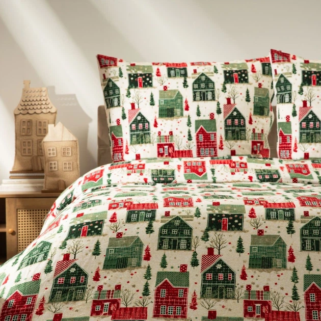 Комплект постільної білизни Homla Glora Підковдра 160 x 200 см + 2 наволочки на подушки 70 x 80 см зі святковим візерунком різнокольоровий (5906496700514) - зображення 5