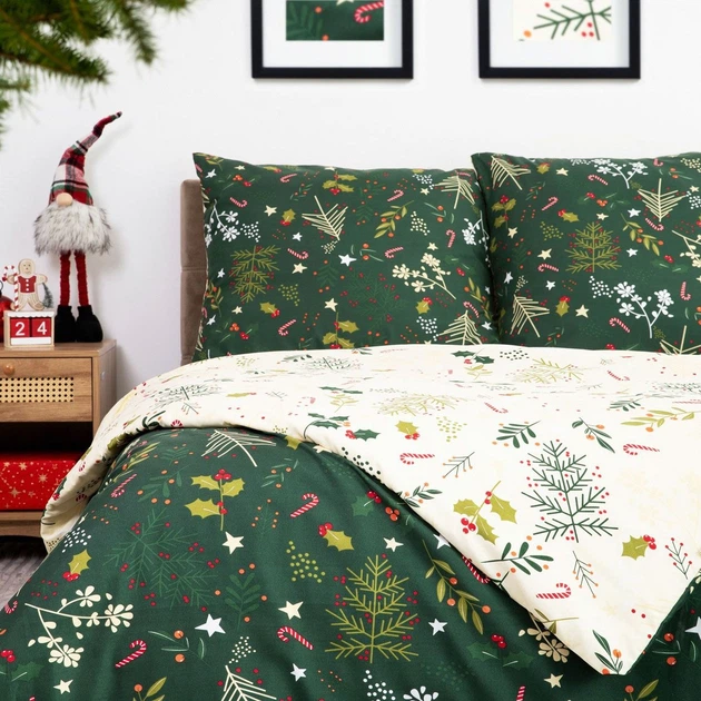Komplet pościeli Homla Godis Poszewka na kołdrę 160 x 200 cm + 2 poszewki na poduszki 70 x 80 cm ze świątecznym wzorem Wielokolorowy (5904183858579) - obraz 7