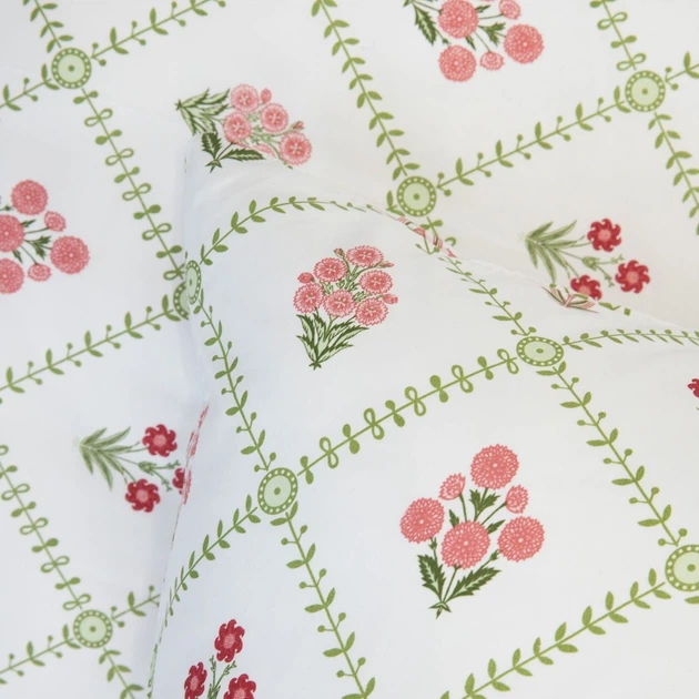 Комплект постільної білизни Homla Narine Підковдра 140 x 200 см з квітковим принтом + 1 наволочка на подушку 70 x 80 см зелено-червоний (5904183880273) - зображення 3