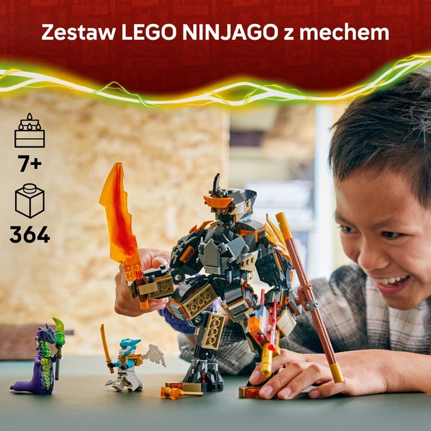 Zestaw klocków LEGO Ninjago Mech specjalny Cole’a i Zane w smoczej zbroi 364 elementy (71854) - obraz 3