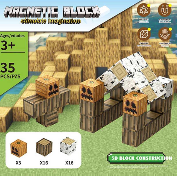 Minecraft магнитный конструктор Magnetic Block 35 деталей кубики конструкторы для взрослых и детей майнкрафт - Фото 1 Minecraft магнитный конструктор Magnetic Block 35 деталей кубики конструкторы для взрослых и детей майнкрафт - изображение 1
