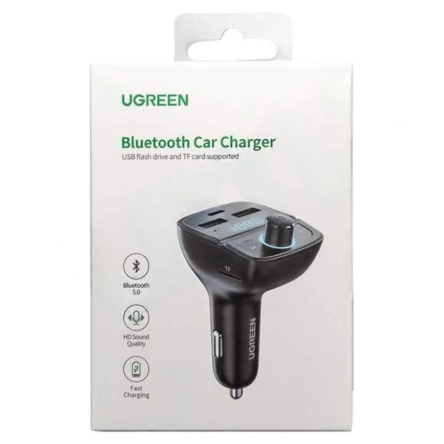 АЗП з FM-модулятором Ugreen CD229 FM&bluetooth Transmitter&Car Charger + TF Slot чорний - изображение 2