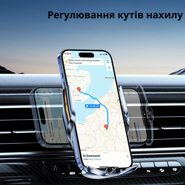 Автотримач з бездротовою зарядкою і вбудованим акумулятором для телефона JD010 15W, Type-C, сріблястий Q15_silver - Фото 2 Автотримач з бездротовою зарядкою і вбудованим акумулятором для телефона JD010 15W, Type-C, сріблястий Q15_silver - зображення 2