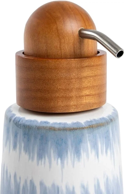Dozownik Homla Nodo z drewnianą pompką 8.5 x 18 cm Błękitny (237878) - obraz 3