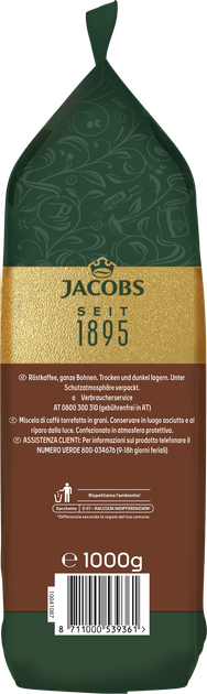 Кофе в зернах Jacobs Cafe Crema Intenso 1000 г (8711000539361) - Фото 2 Кофе в зернах Jacobs Cafe Crema Intenso 1000 г (8711000539361) - изображение 2