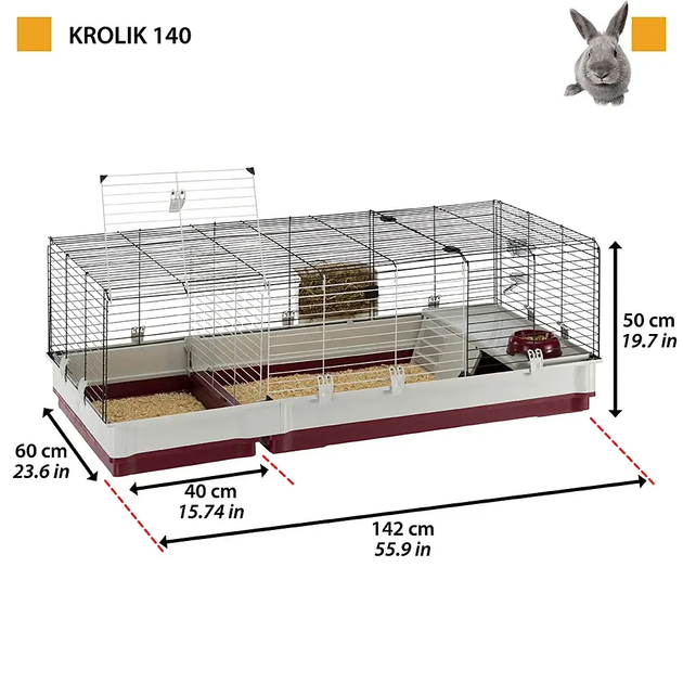 Клітка для кроликів та гризунів Ferplast Krolik 140 140х60х50 Бордова з додатковим модулем (57072470) - Фото 12 Клітка для кроликів та гризунів Ferplast Krolik 140 140х60х50 Бордова з додатковим модулем (57072470) - зображення 12