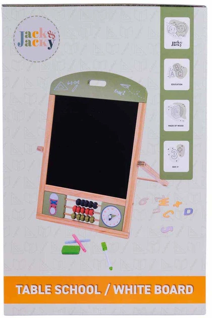 Tablica do rysowania Jack&Jacky Drewniany stolik szkolny z tablicą (8716096018776) - obraz 3
