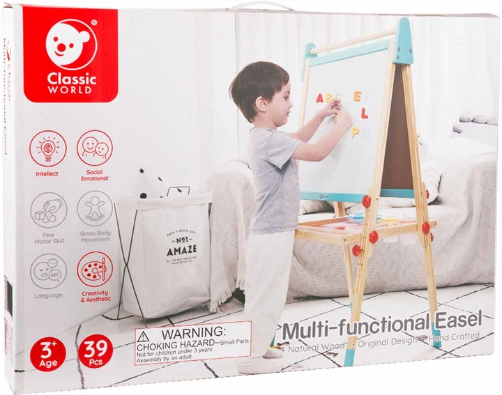 Дошка для малювання Classic World Дерев’яна магнітна та шкільна 2 в 1 39 елементів (6927049053887) - зображення 5