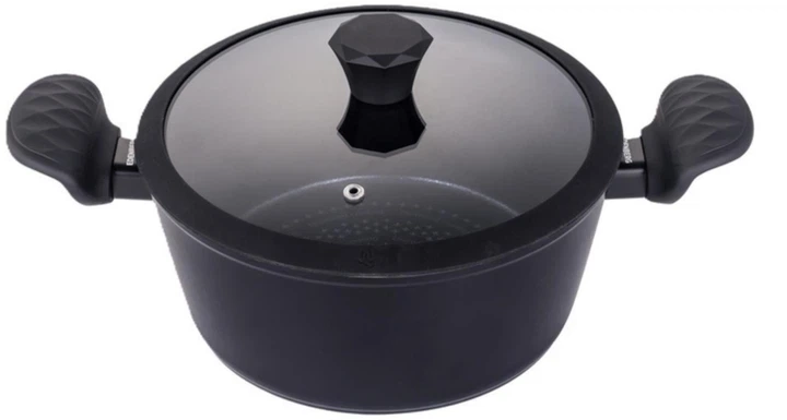 Кастрюля с крышкой и алмазным антипригарным покрытием Edenberg EB-3488 6.7 л (28×12.5 см) Черная - изображение 3