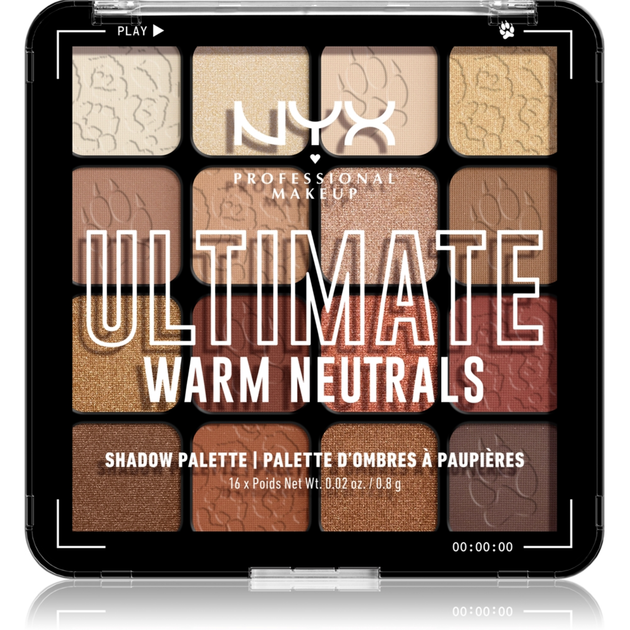 Палетка теней для век NYX Professional Makeup Ultimate Shadow Palette Warm Neutrals, 16 оттенков - 0.8g - Фото 1 Палетка теней для век NYX Professional Makeup Ultimate Shadow Palette Warm Neutrals, 16 оттенков - 0.8g - изображение 1