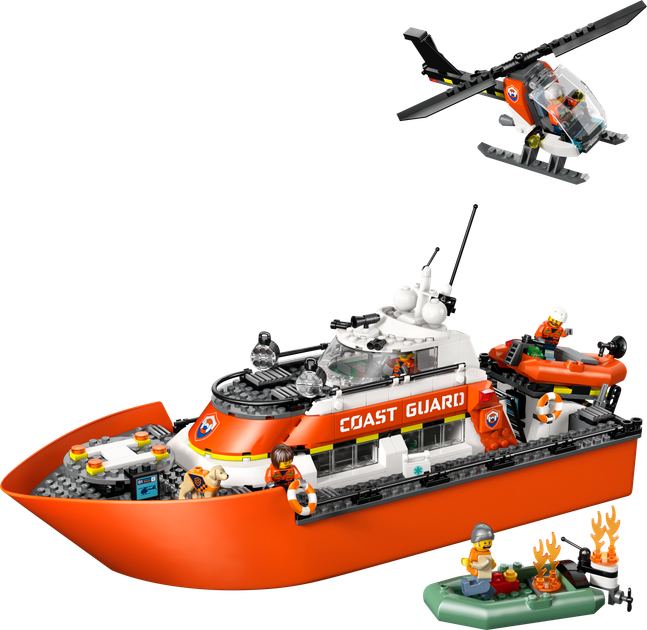 Конструктор LEGO CITY Рятувальний катер і гелікоптер берегової охорони 742 елементи (60504) - Фото 2 Конструктор LEGO CITY Рятувальний катер і гелікоптер берегової охорони 742 елементи (60504) - зображення 2