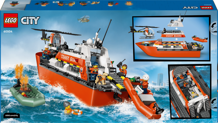 Конструктор LEGO CITY Рятувальний катер і гелікоптер берегової охорони 742 елементи (60504) - Фото 9 Конструктор LEGO CITY Рятувальний катер і гелікоптер берегової охорони 742 елементи (60504) - зображення 9