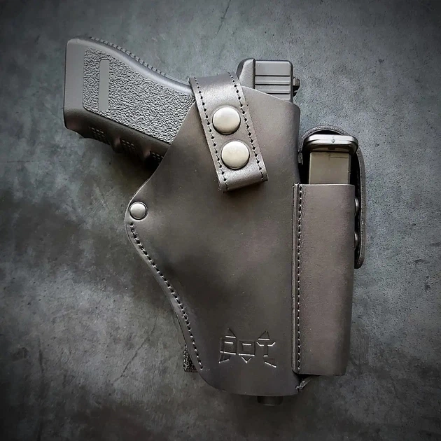 Поясна кобура Пеламе MOLLE GLOCK 17 з натуральної шкіри BLACK - зображення 2