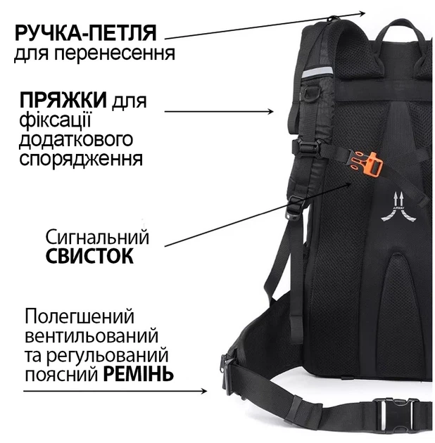 Туристический рюкзак NEVO RHINO 9033-NW 40 л - водонепроницаемый, легкий, для походов и путешествий, черный - Фото 9 Туристический рюкзак NEVO RHINO 9033-NW 40 л - водонепроницаемый, легкий, для походов и путешествий, черный - изображение 9