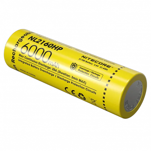 Акумулятор 21700 Nitecore NL2160HP 6000mAh Li-Ion 3.6V (Жовтий) HDSYR_1479 - зображення 2