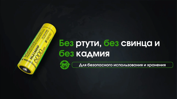 Аккумулятор Nitecore 21700 NL2160HP 6000mAh Li-Ion 3.6V Желтый (2464808195) - Фото 3 Аккумулятор Nitecore 21700 NL2160HP 6000mAh Li-Ion 3.6V Желтый (2464808195) - изображение 3