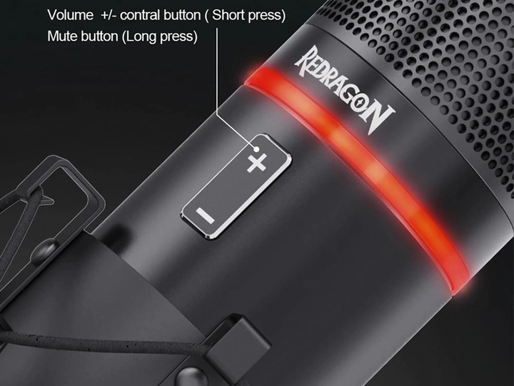 Стримовый микрофон Redragon Blazar GM300 (USB) металлический с подставкой кабель 1.7м HDSYR_3449 - Фото 6 Стримовый микрофон Redragon Blazar GM300 (USB) металлический с подставкой кабель 1.7м HDSYR_3449 - изображение 6