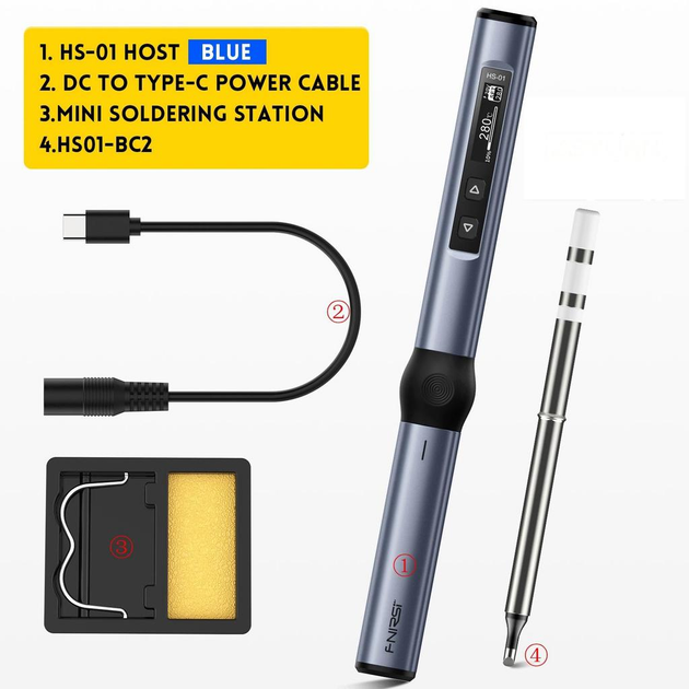 Паяльник Fnirsi HS-01-BC2-BK USB DC96W PD65W 1 жало (2479217672) - изображение 2