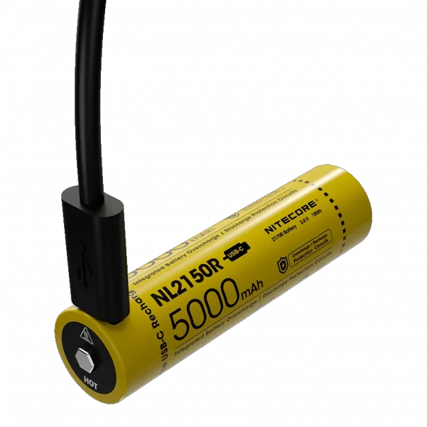 Акумулятор із зарядкою Nitecore 21700 Li-Ion NL2150R 5000mAh USB-C Жовтий (2464795882) - зображення 2