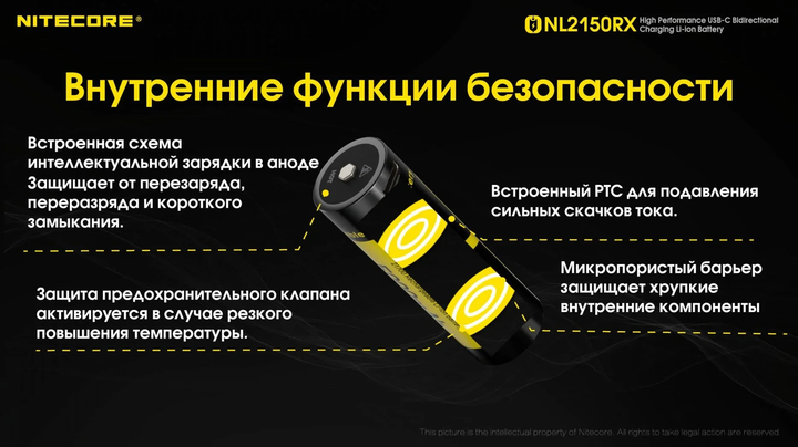 Акумулятор Nitecore 21700 + Power Bank NL2150RX 5000mAh 8А 3.6V Чорно-жовтий (2464849663) - зображення 8