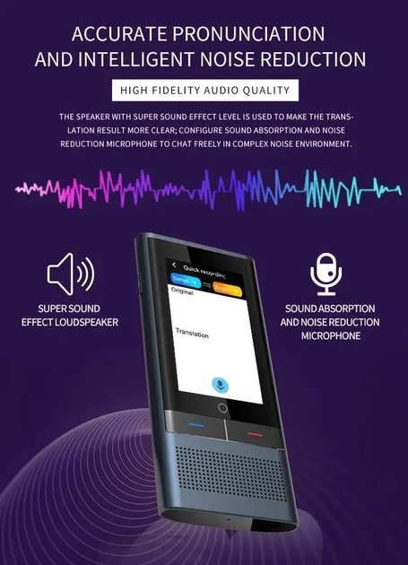 Електронний голосовий перекладач Boeleo Z6 (W1 3.0 New) 138 мов 2080 мАг HDSYR_8849 - зображення 7