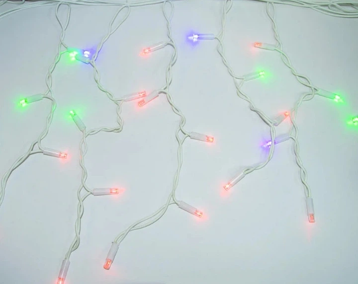 Гирлянда уличная Бахрома 5 м 120 LED цветная на белом проводе для украшения дома и сада светодиодная гирлянда (VIL-O_33P) - изображение 5