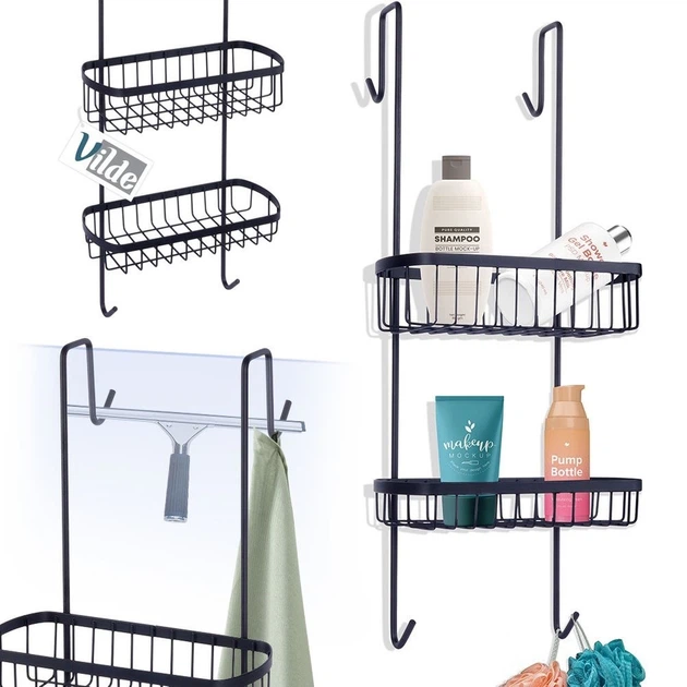 Полиця для душу Vilde 569659 підвісна металева Чорна (5904316456986) - зображення 5