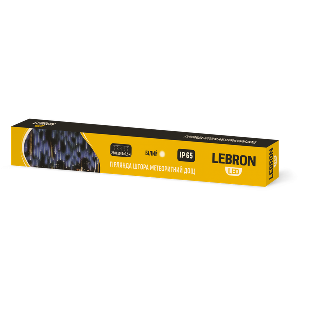 Гірлянда LED штора 3м*0.5м метеоритний дощ 288LED біла Lebron (15-18-98) - Фото 1 Гірлянда LED штора 3м*0.5м метеоритний дощ 288LED біла Lebron (15-18-98) - изображение 1
