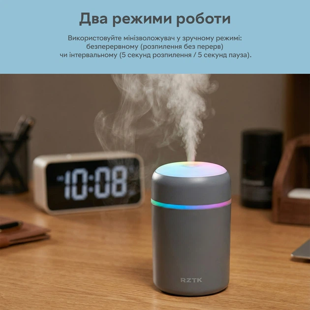 Миниувлажнитель воздуха RZTK LUMI Grey - изображение 5
