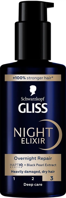Сироватка для волосся Gliss Kur Night Elixir Overnight Repair відновлювальна 100 мл (5410091767334) - зображення 1