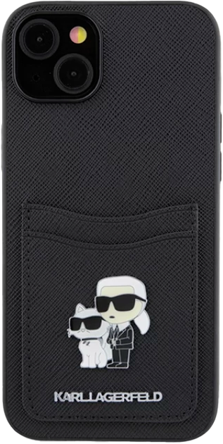 Etui Karl Lagerfeld Saffiano Cardslot Karl&Choupette Metal Pin do Apple iPhone 15/14/13 Black (KLHCP15SSAPKCNPK) - obraz 2